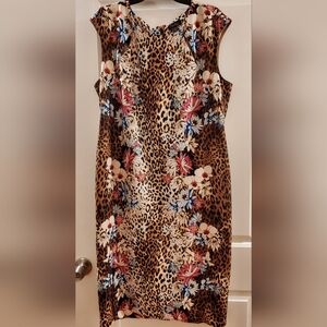 Thalia Sodi Leopard Print Dress with Floral Accents